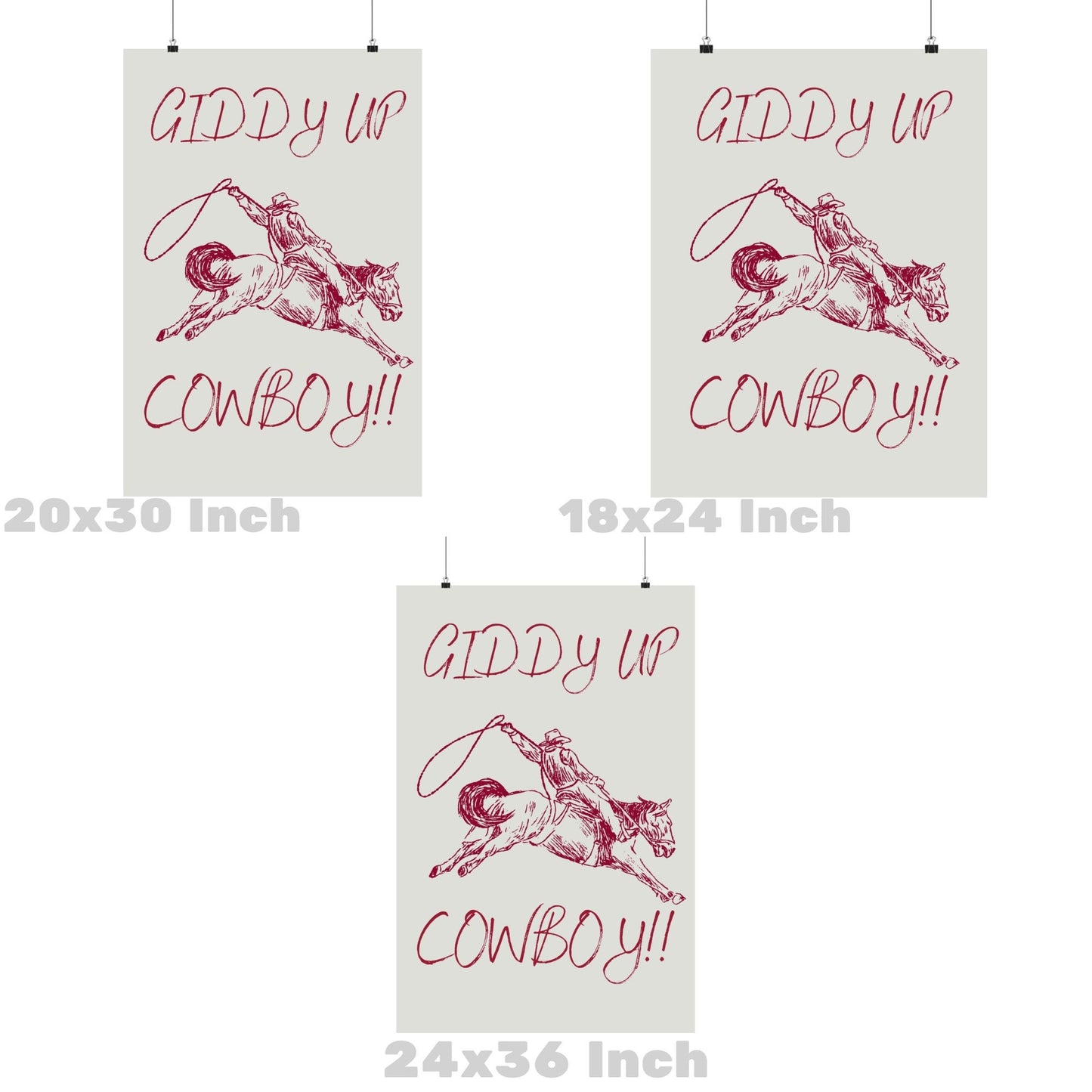 Red Giddy Up Cowboy Poster