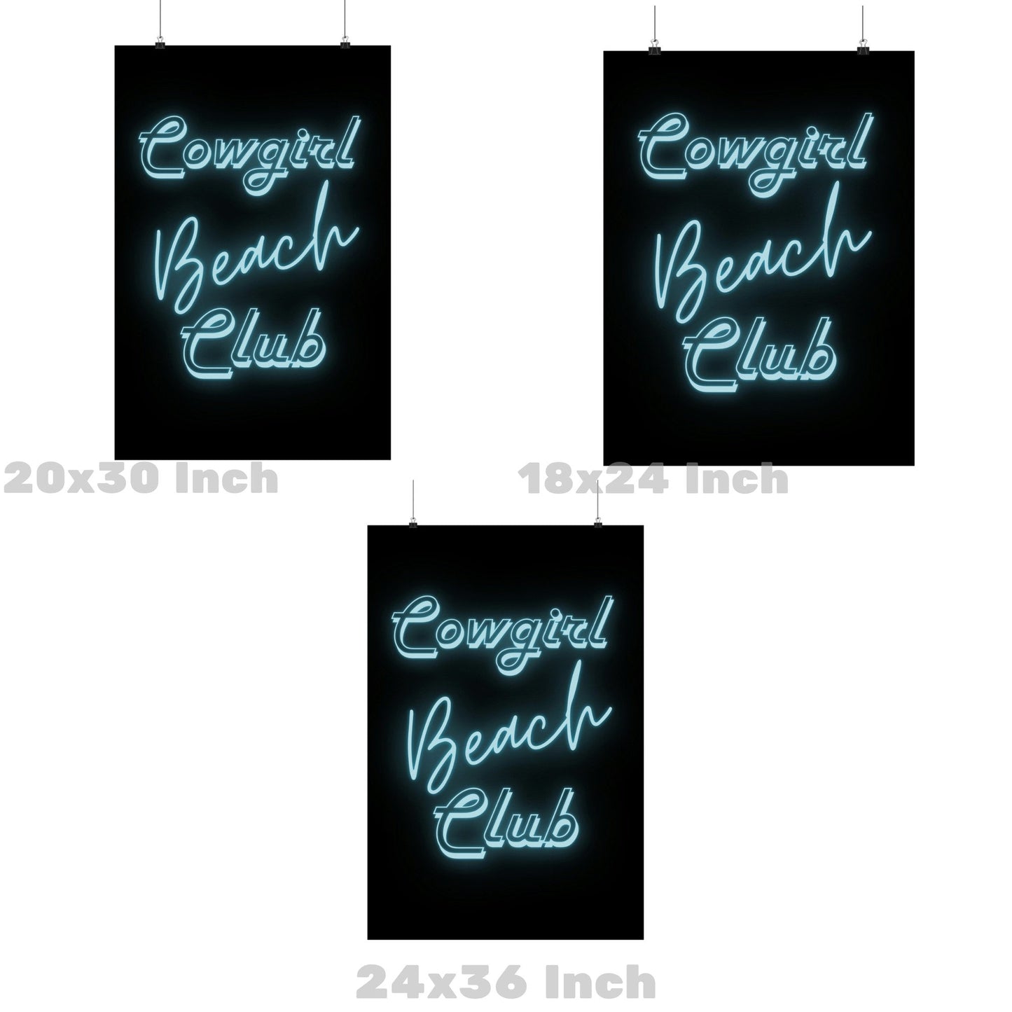 Surf Blue Cowgirl Beach Club Neon Poster