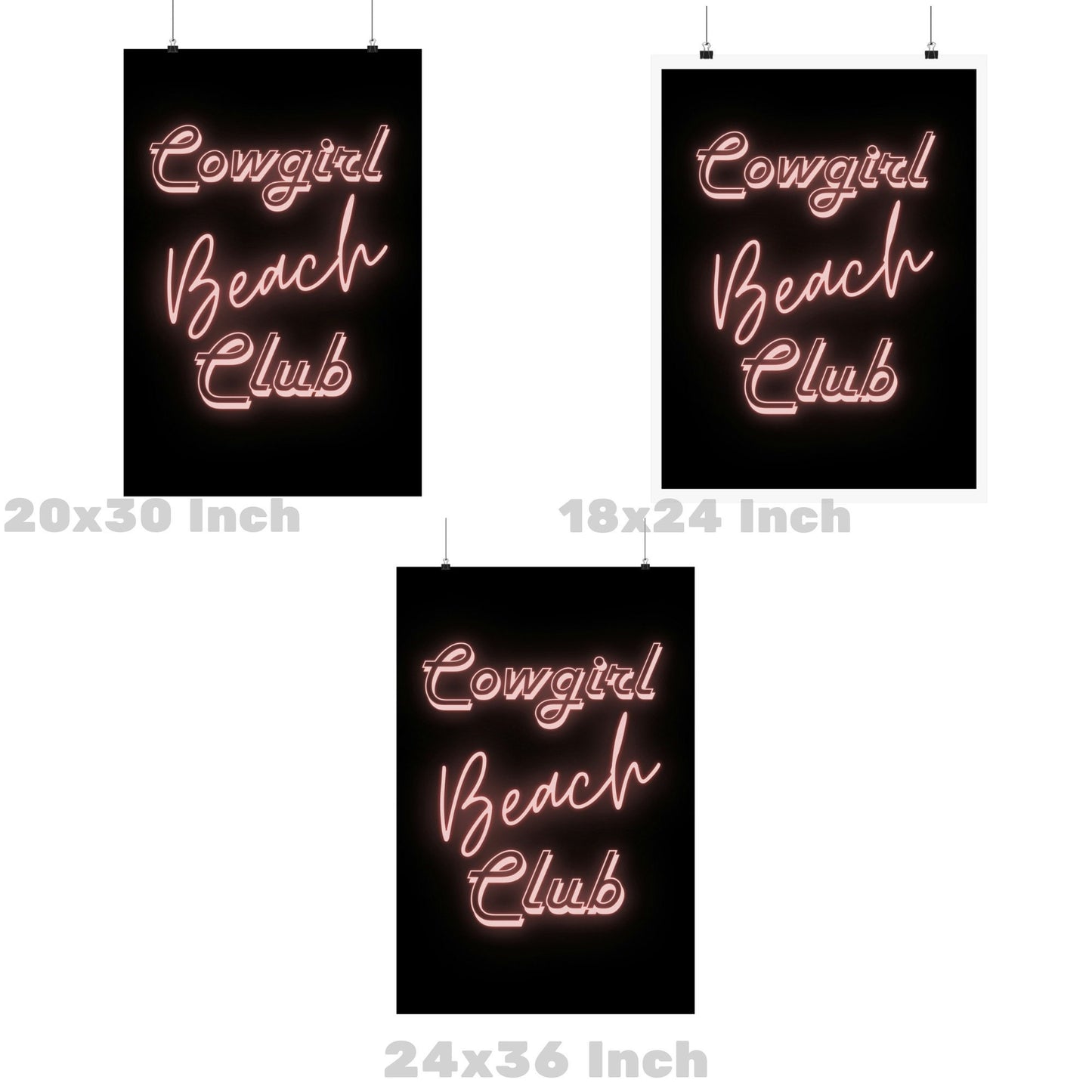 Pink Cowgirl Beach Club Neon Sign Poster