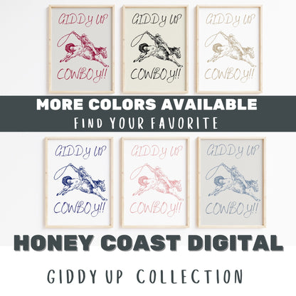 Beige Giddy Up Cowboy Digital Prints
