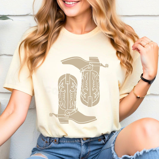 Beige Cowboy Boots T-Shirt