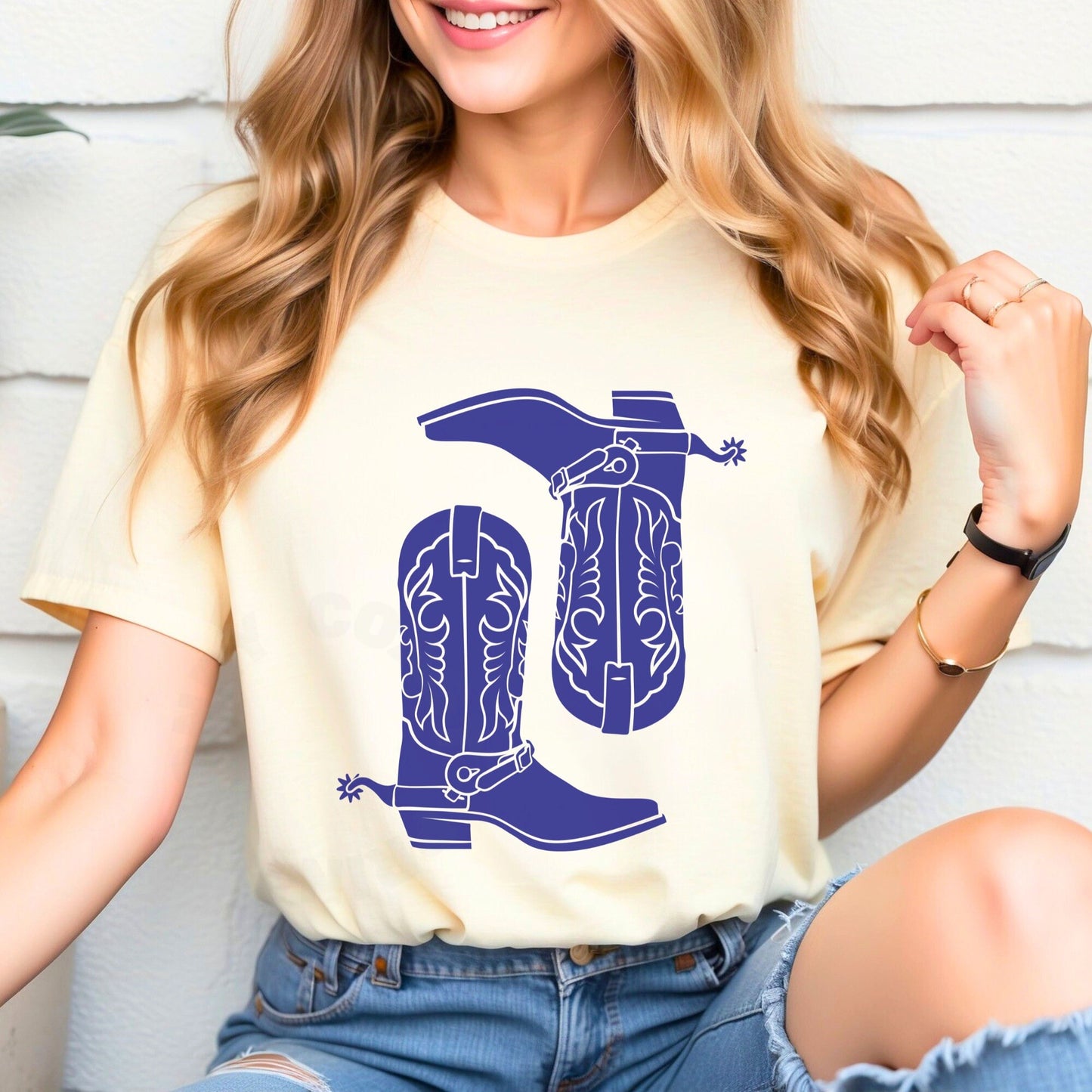 Navy Cowboy Boots T-Shirt