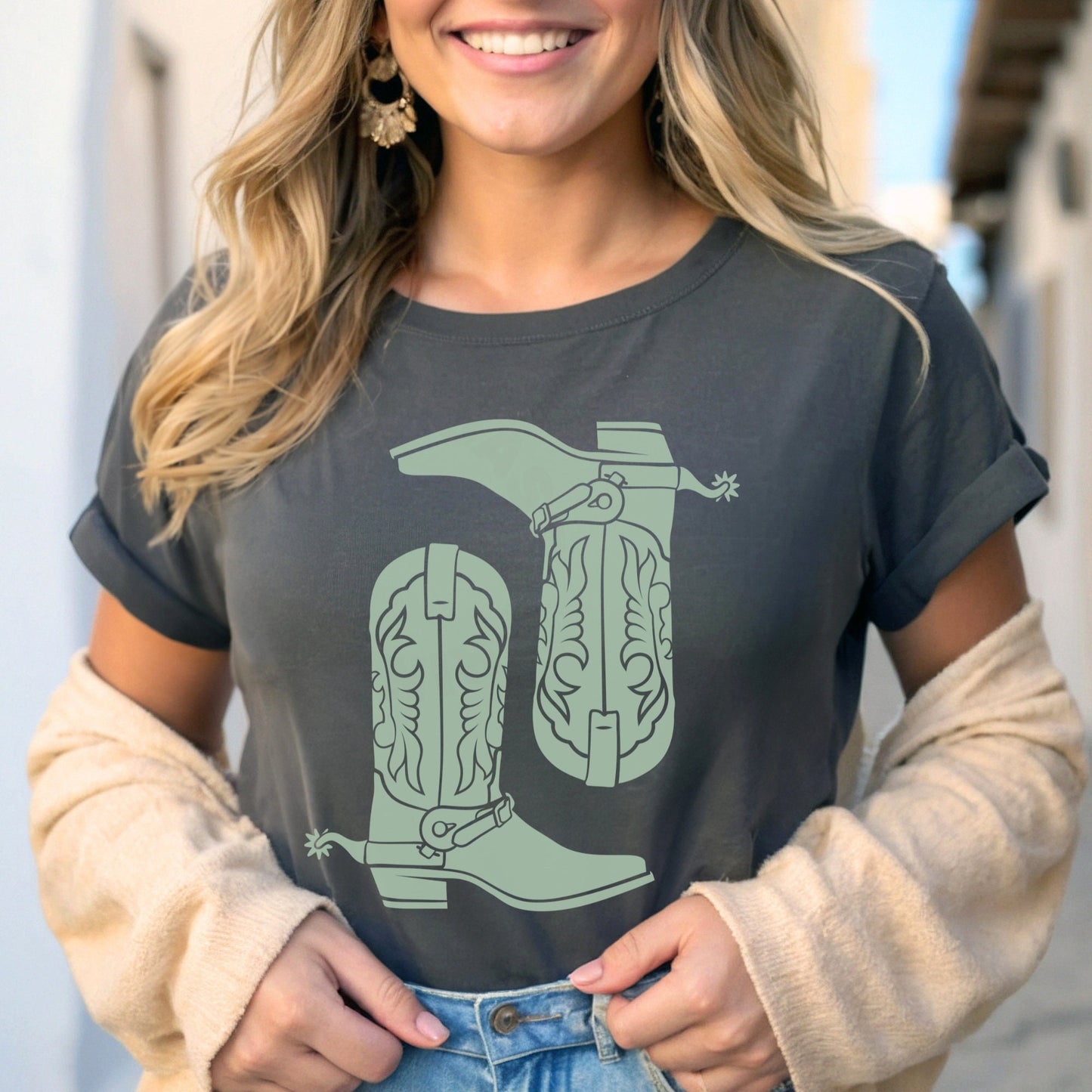 Sage Green Cowboy Boots T-Shirt