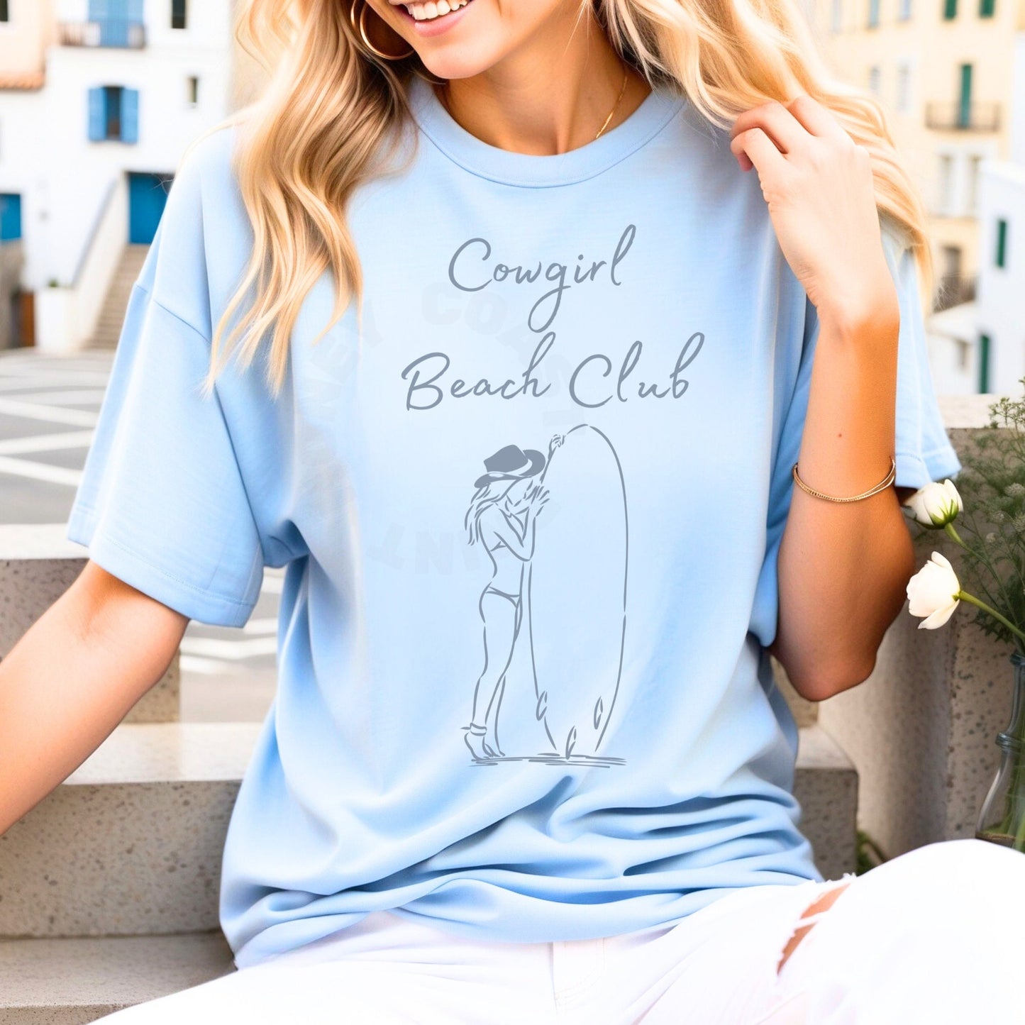 Coastal Blue Cowgirl Beach Club T-Shirt