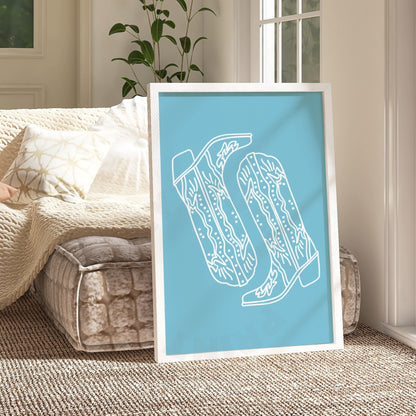 Surf Blue Coastal Cowgirl Digital Prints, Set Of 3
