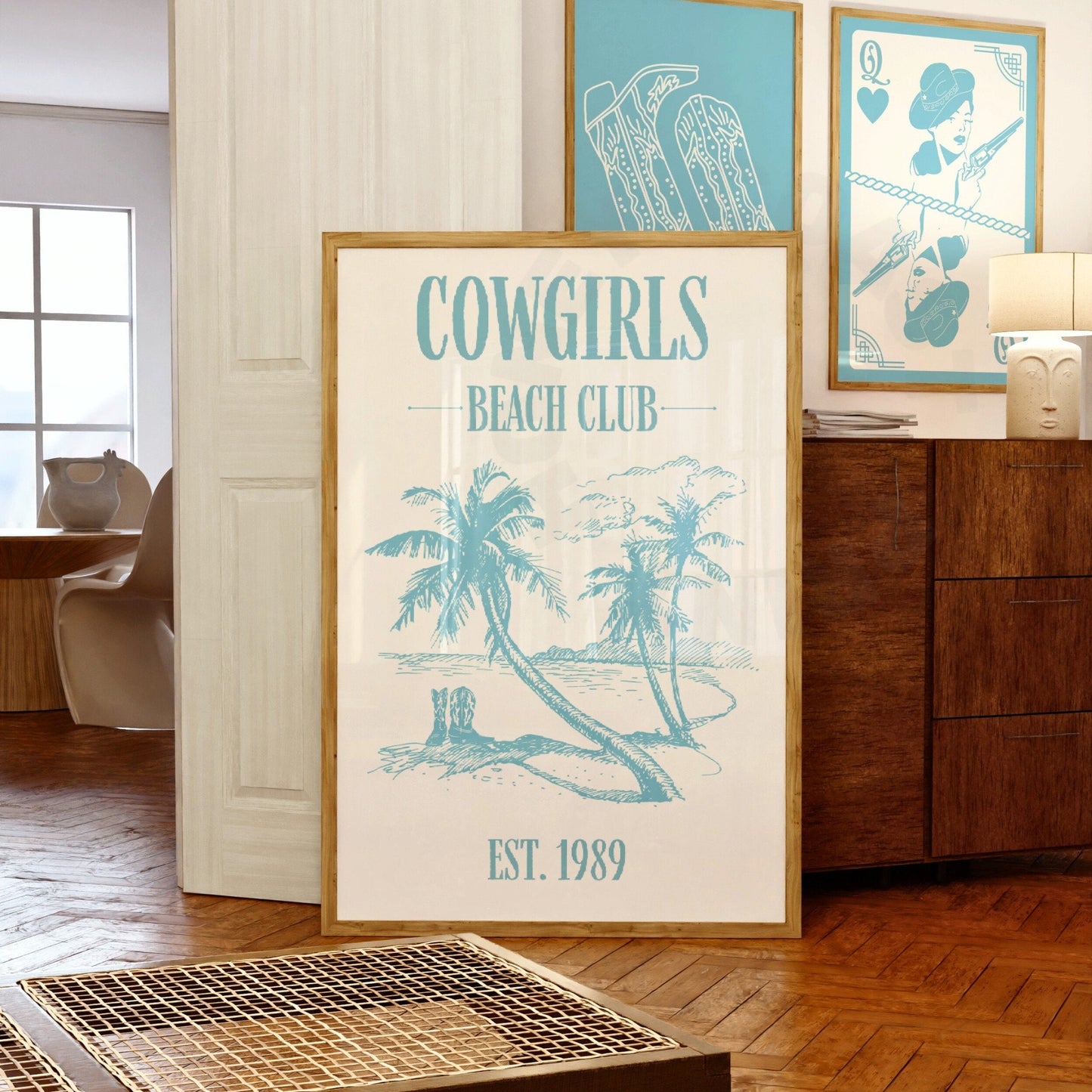 Surf Blue Coastal Cowgirl Digital Prints, Set Of 3