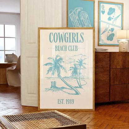 Surf Blue Coastal Cowgirl Digital Prints, Set Of 3