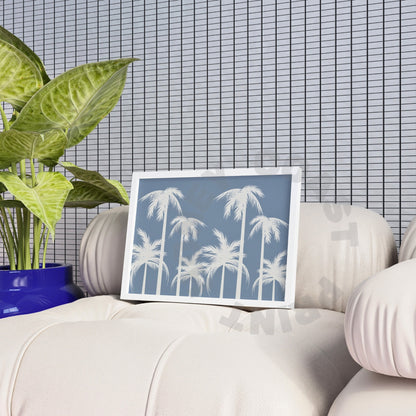 Landscape Coastal Blue Palm Trees Poster
