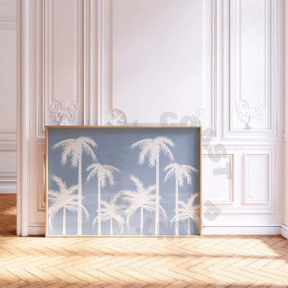 Landscape Coastal Blue Palm Trees Poster