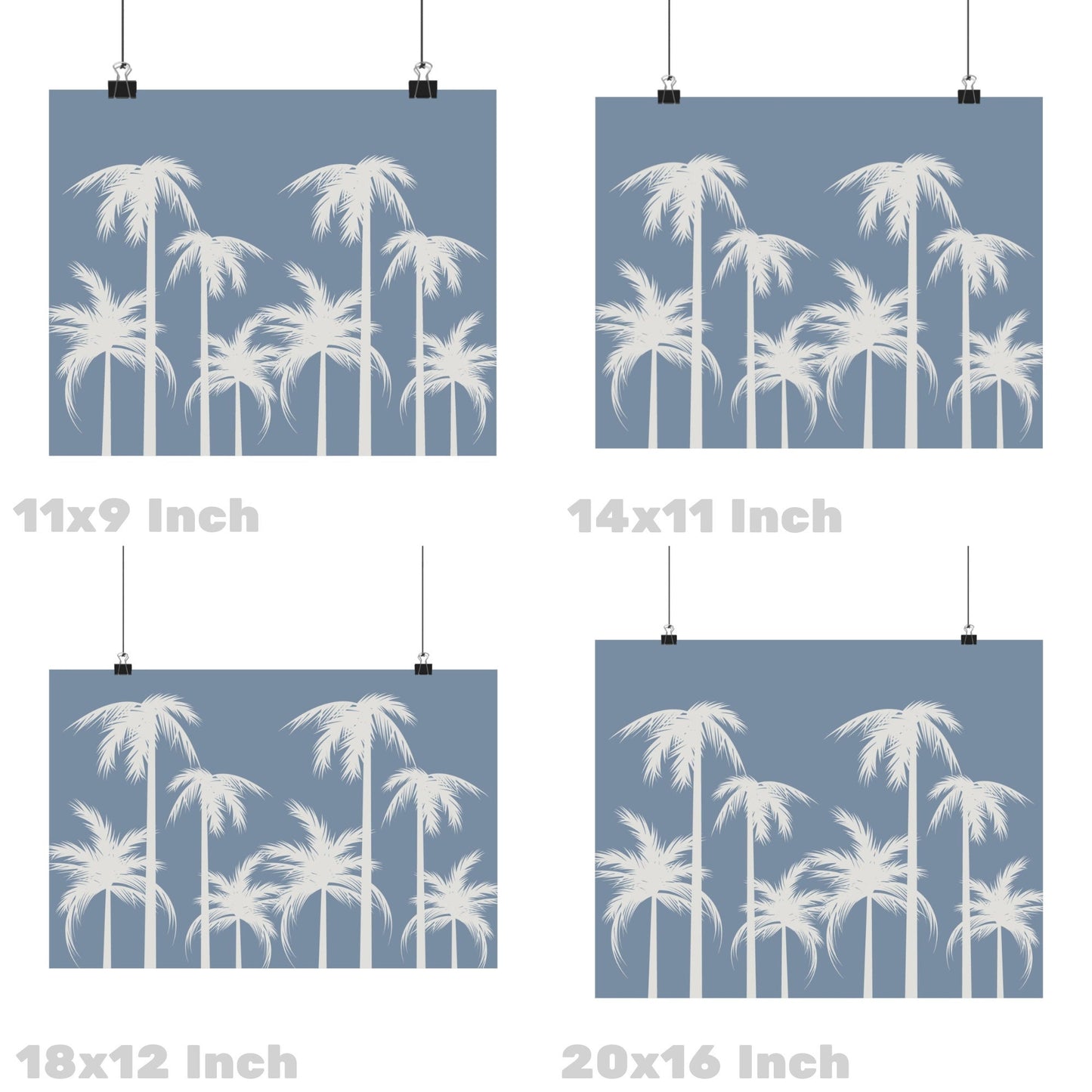 Landscape Coastal Blue Palm Trees Poster