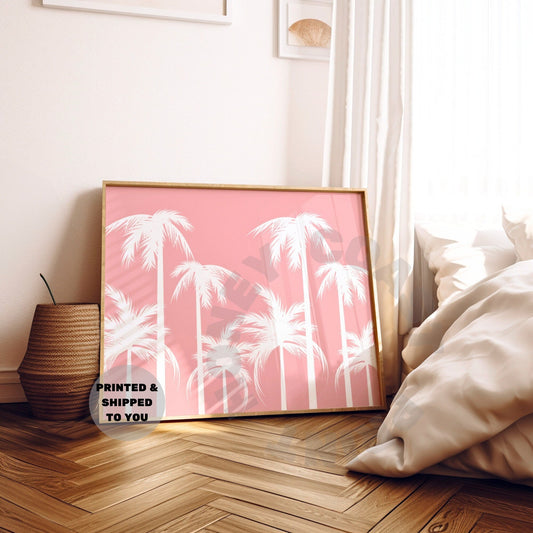 Landscape Pink Palm Trees Poster