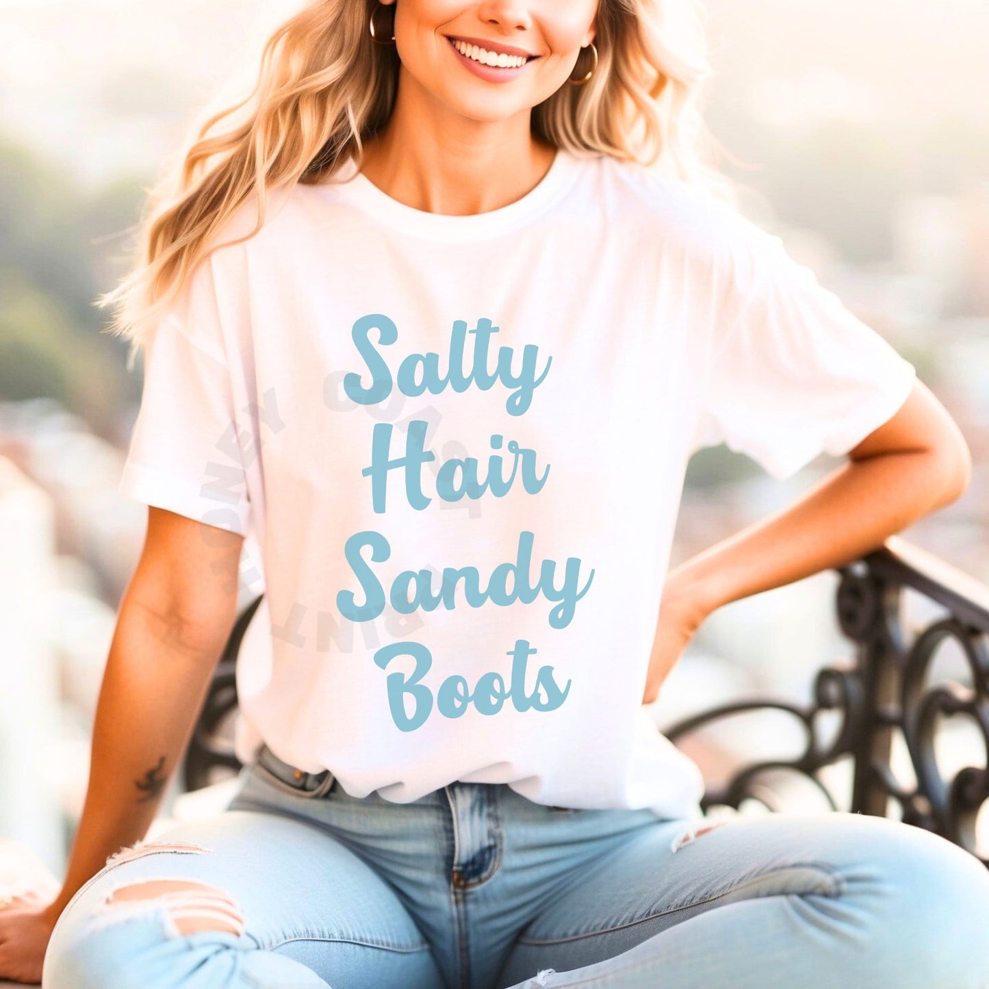 Surf Blue Salty Hair Sandy Boots  T-Shirt