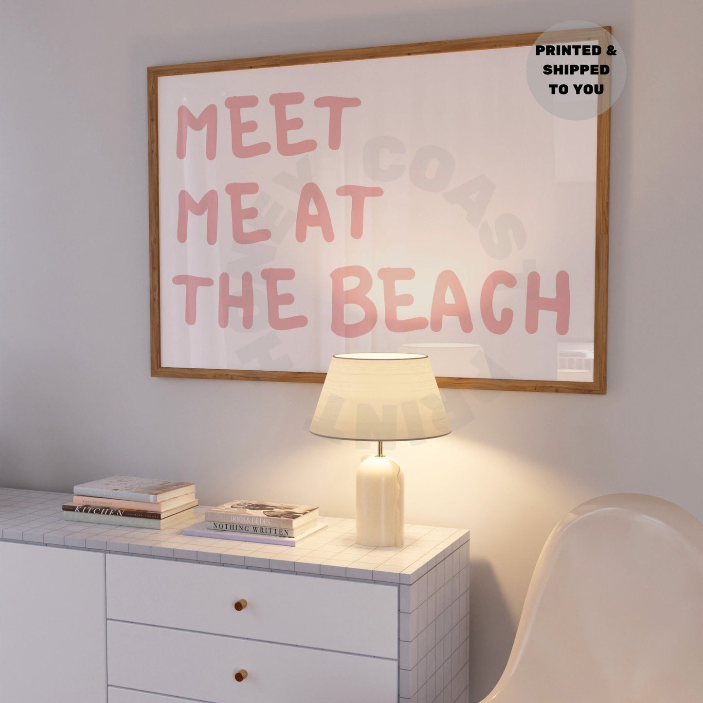 Pink Meet Me At The Beach Poster