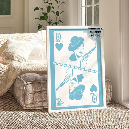 Surf Blue Queen Of Cowgirls Playing Card Poster