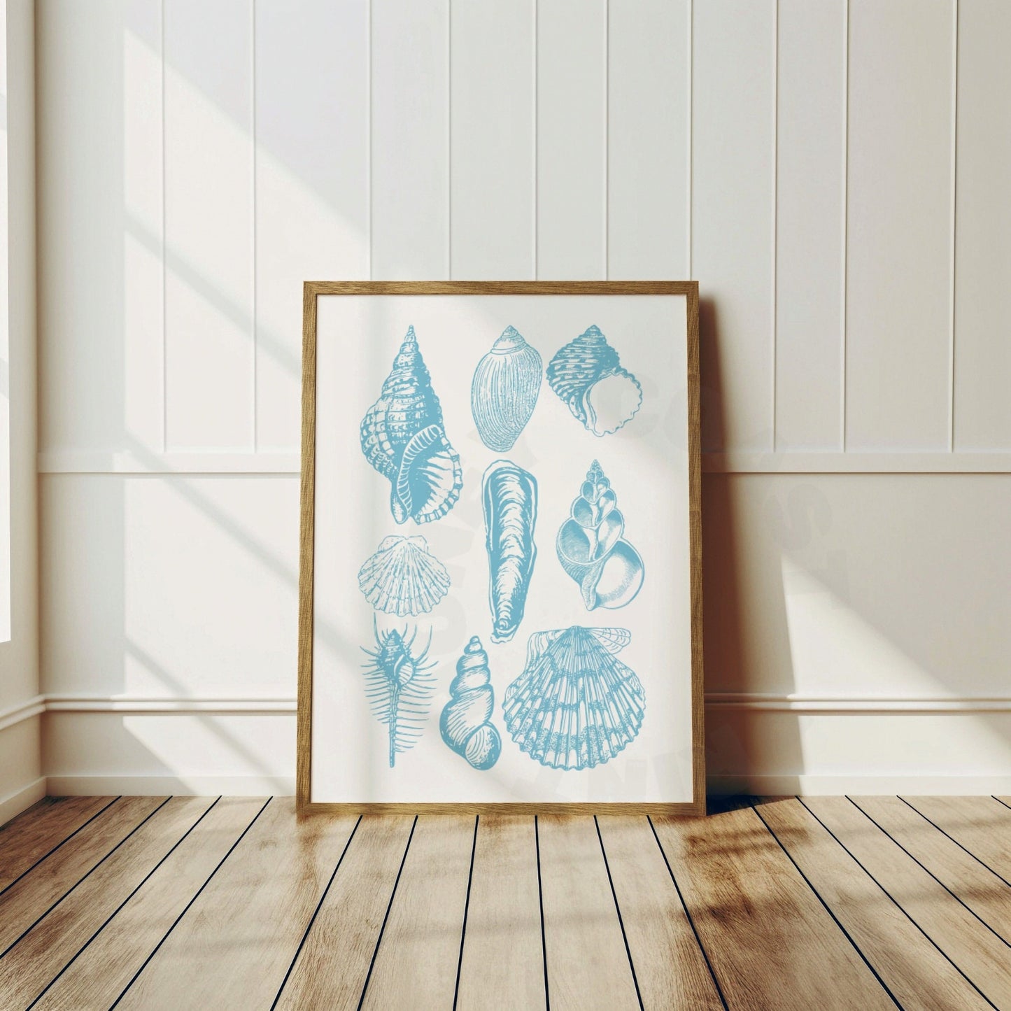 Surf Blue Seashells Poster