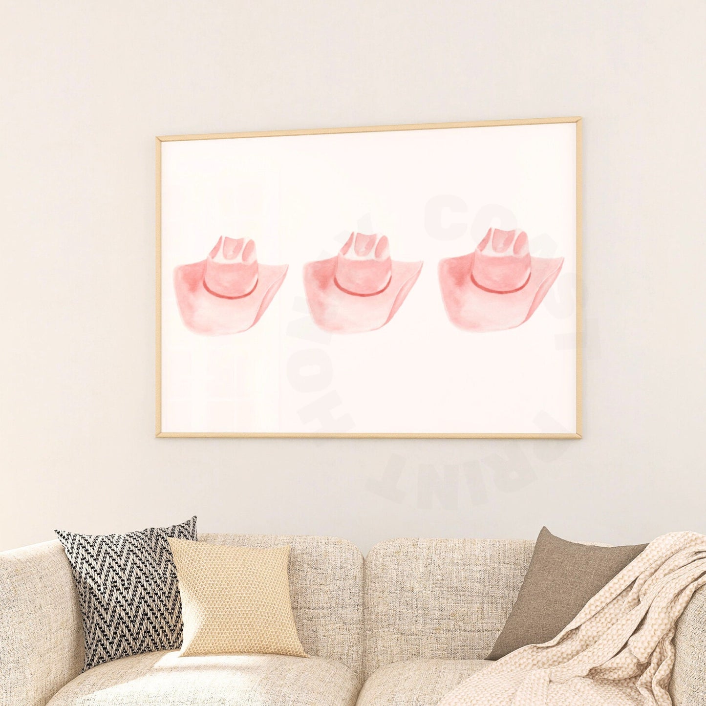 Landscape Coral Watercolor Cowboy Hats Poster