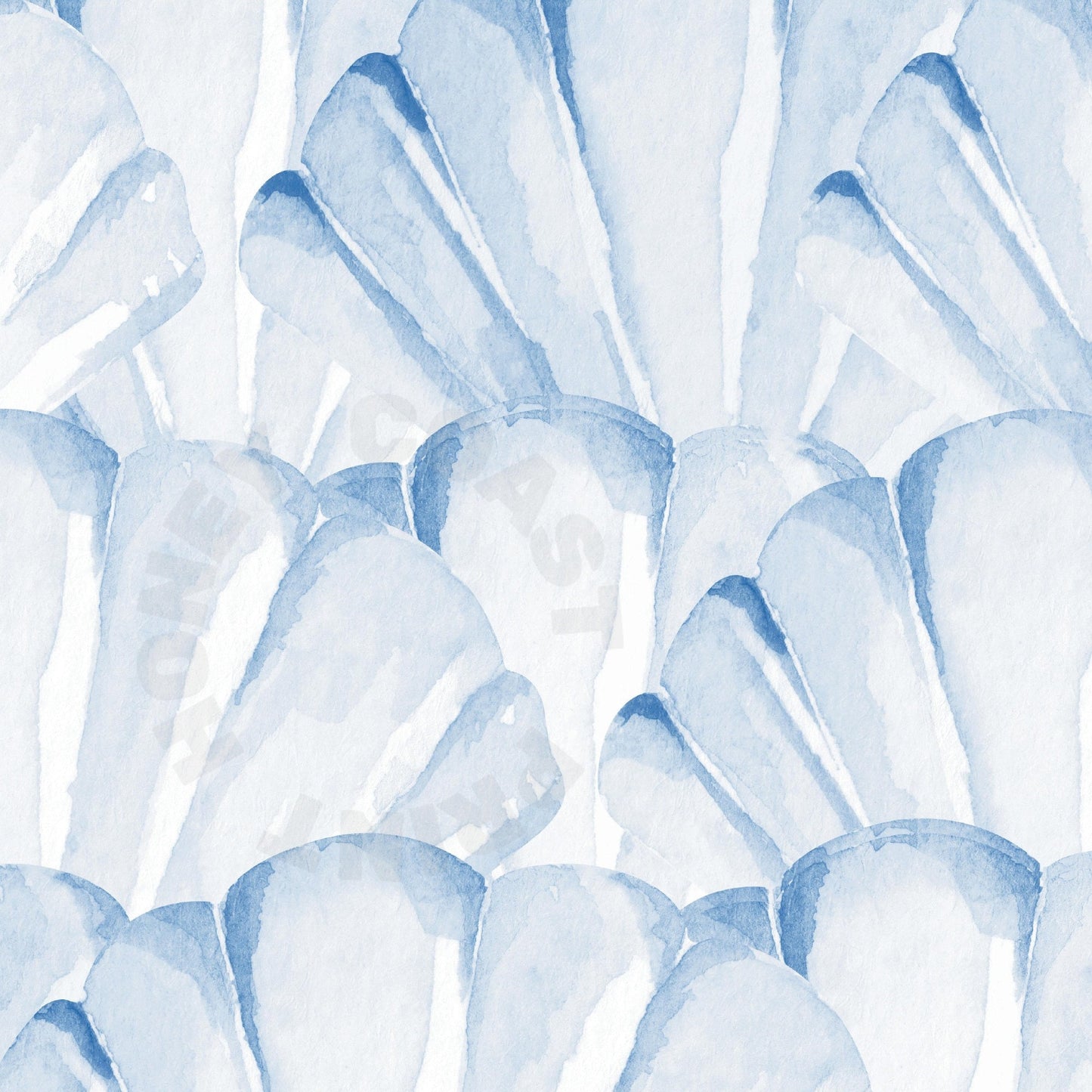 Watercolor Pastel Blue Seashells Digital Prints