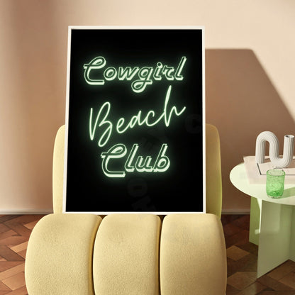 Coastal Cowgirl Beach Club Neon Digital Prints