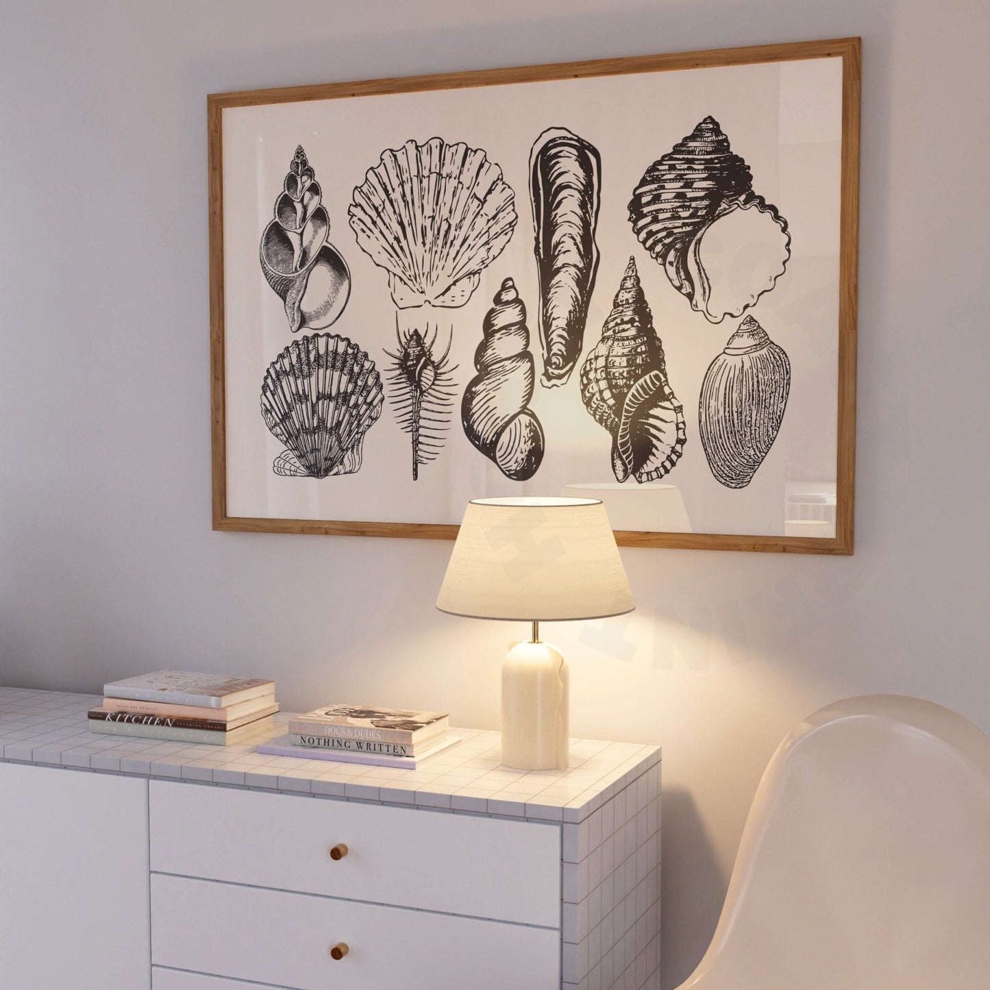 Landscape Monotone Seashells Digital Prints