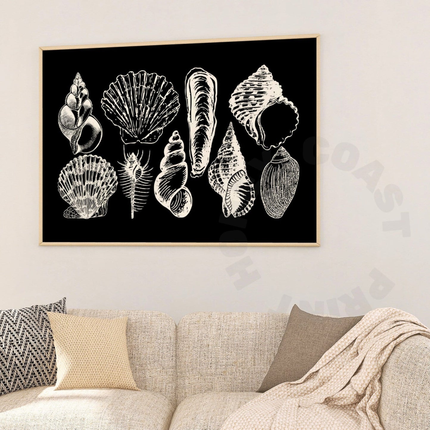 Landscape Monotone Seashells Digital Prints