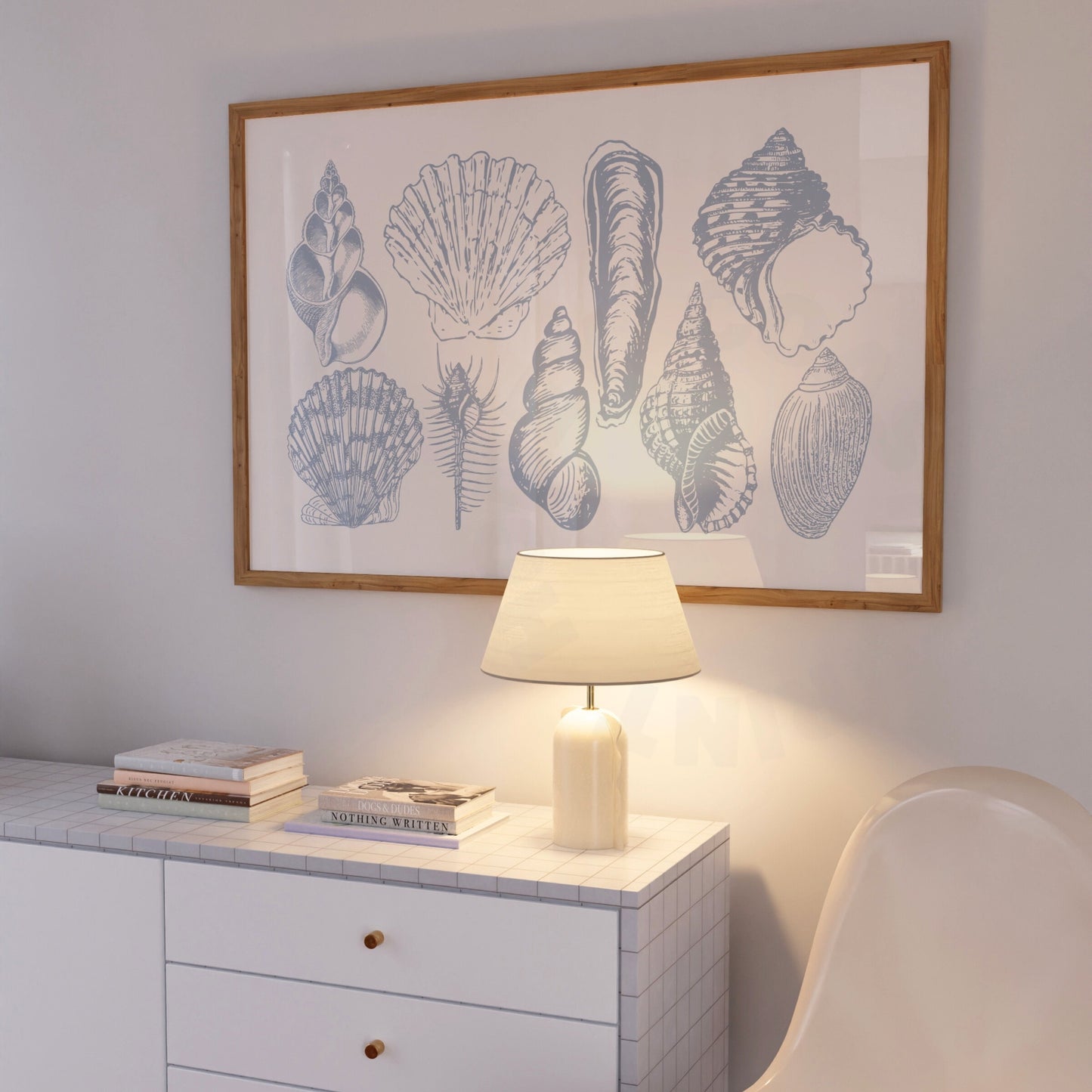 Landscape Coastal Blue Seashells Poster