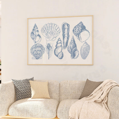 Landscape Coastal Blue Seashells Poster