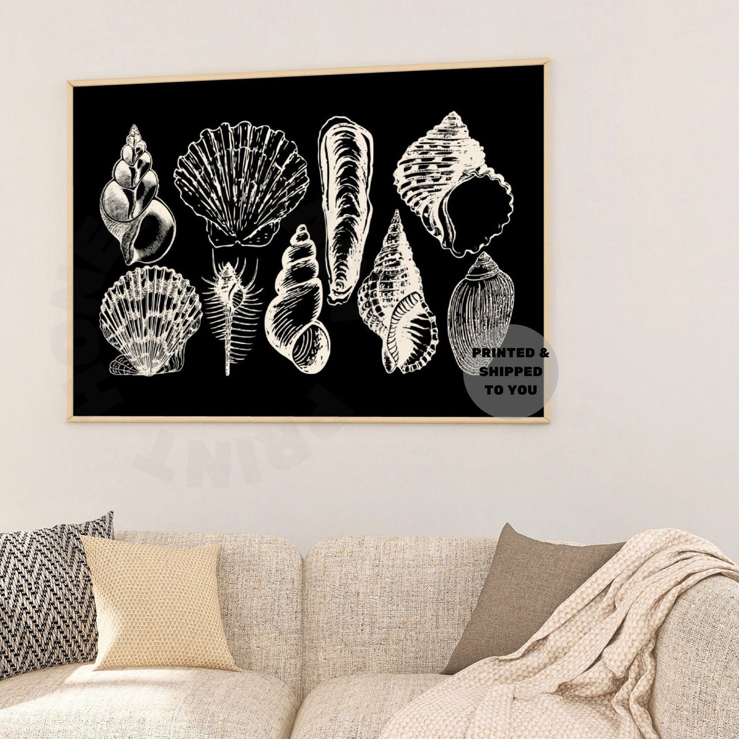 Landscape Monotone Seashells Poster