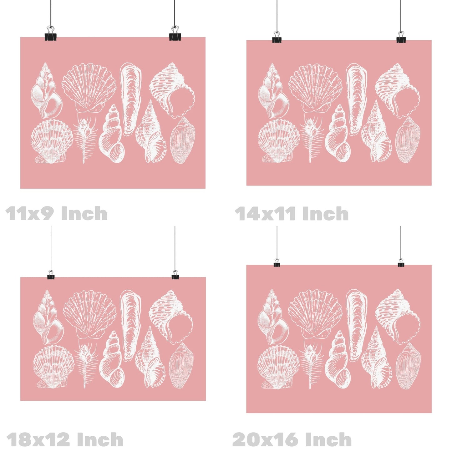 Landscape Pink Seashells Poster