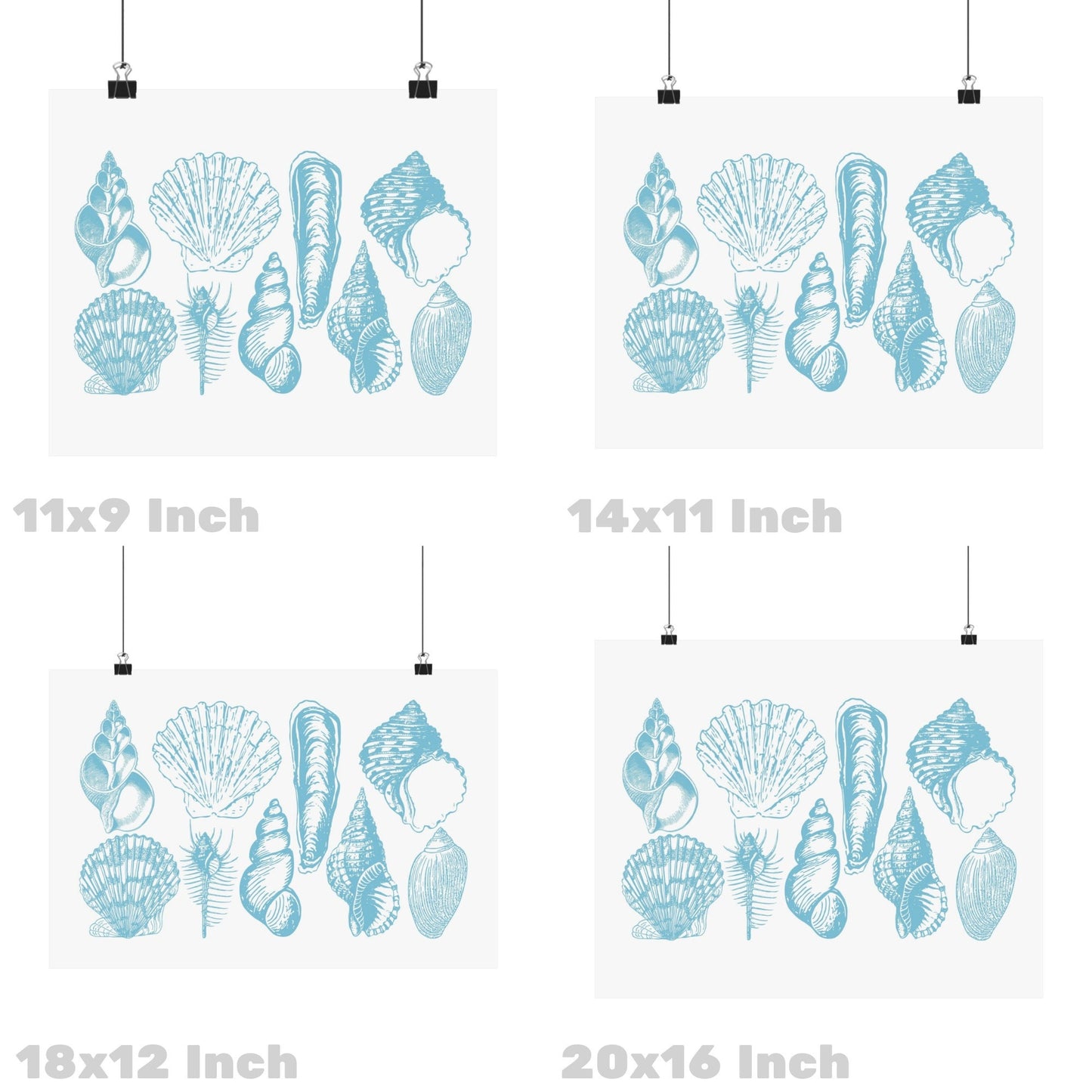 Landscape Surf Blue Seashells Poster