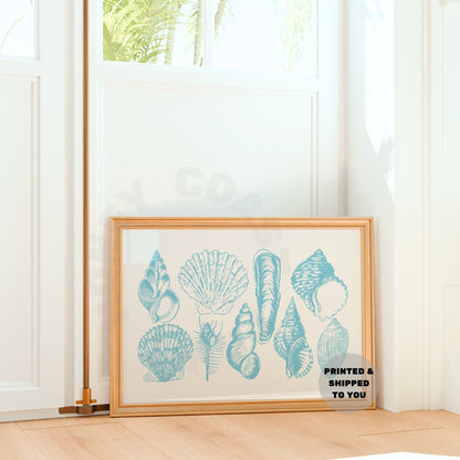 Landscape Surf Blue Seashells Poster