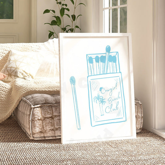 Surf Blue Coastal Cowgirl Beach Club Matchbox Digital Prints