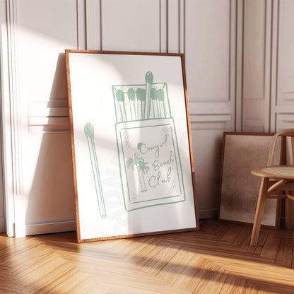Sage Green Coastal Cowgirl Beach Club Matchbox Digital Prints