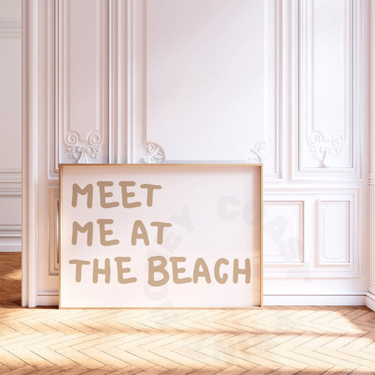 Beige Meet Me At The Beach Digital Prints