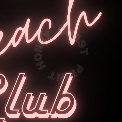 Pink Cowgirl Beach Club Neon Sign Poster