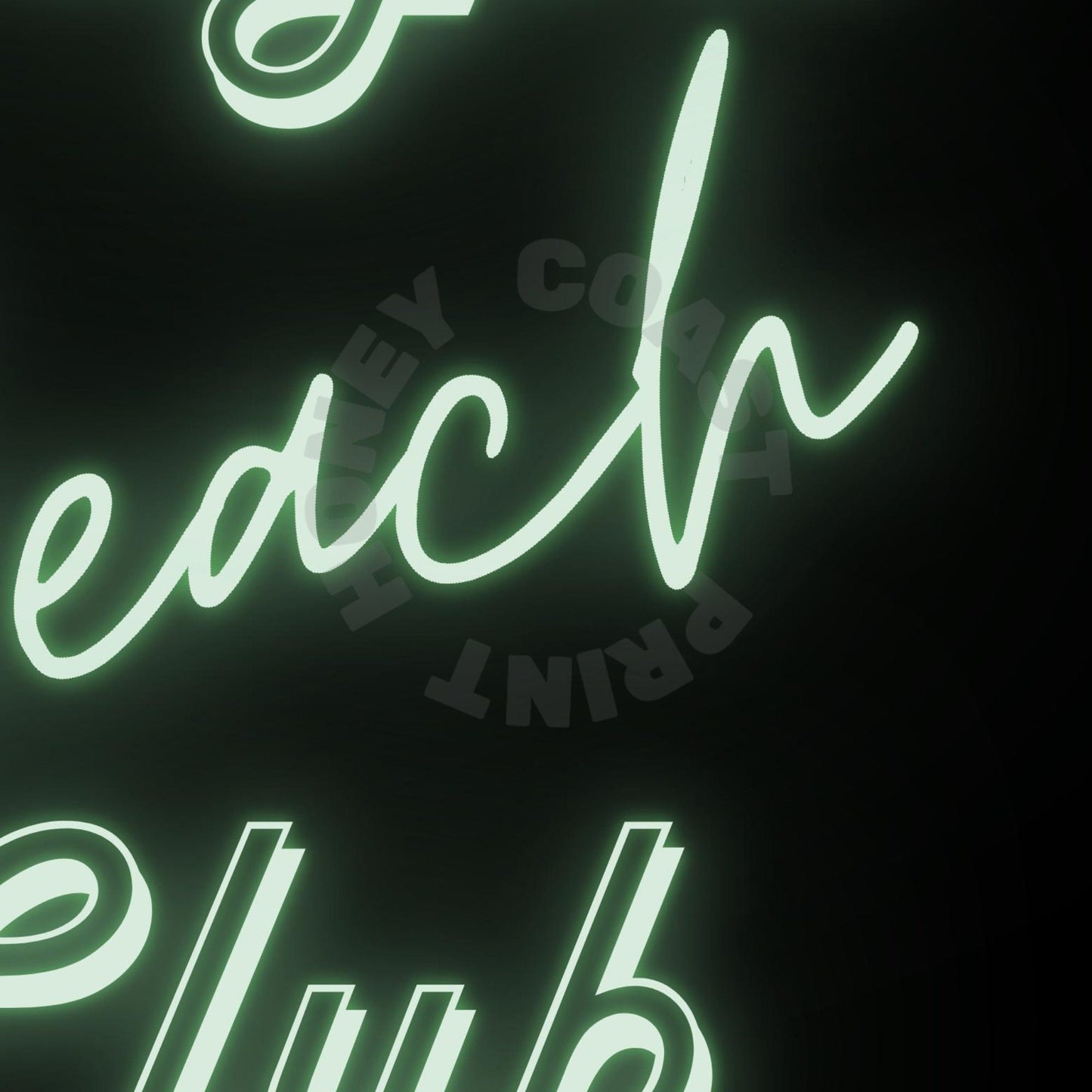 Sage Green Cowgirl Beach Club Neon Sign Poster