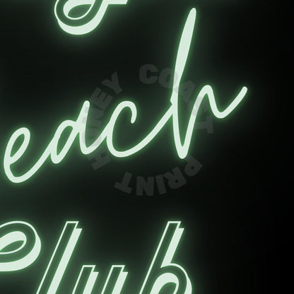 Sage Green Cowgirl Beach Club Neon Sign Poster