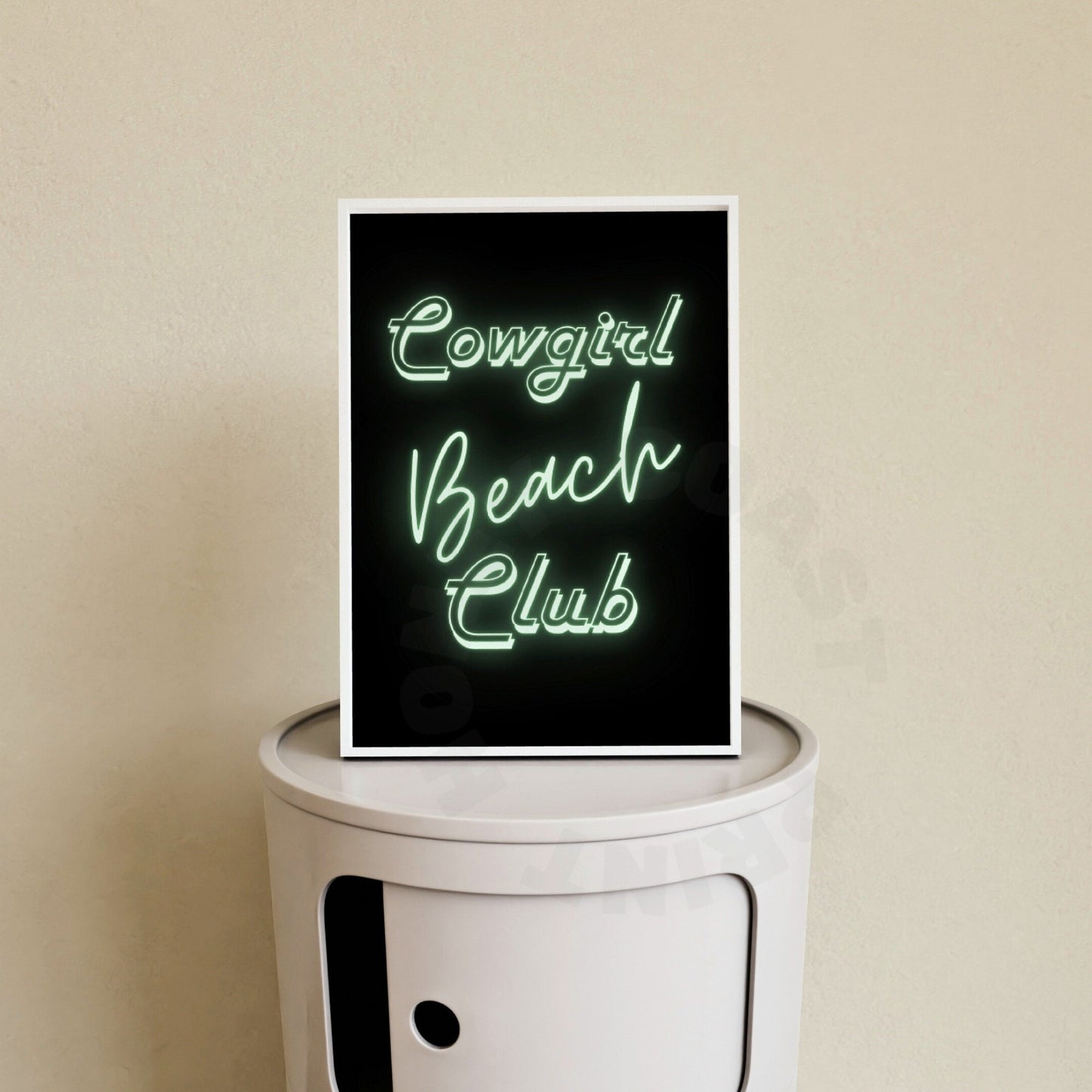 Sage Green Cowgirl Beach Club Neon Sign Poster