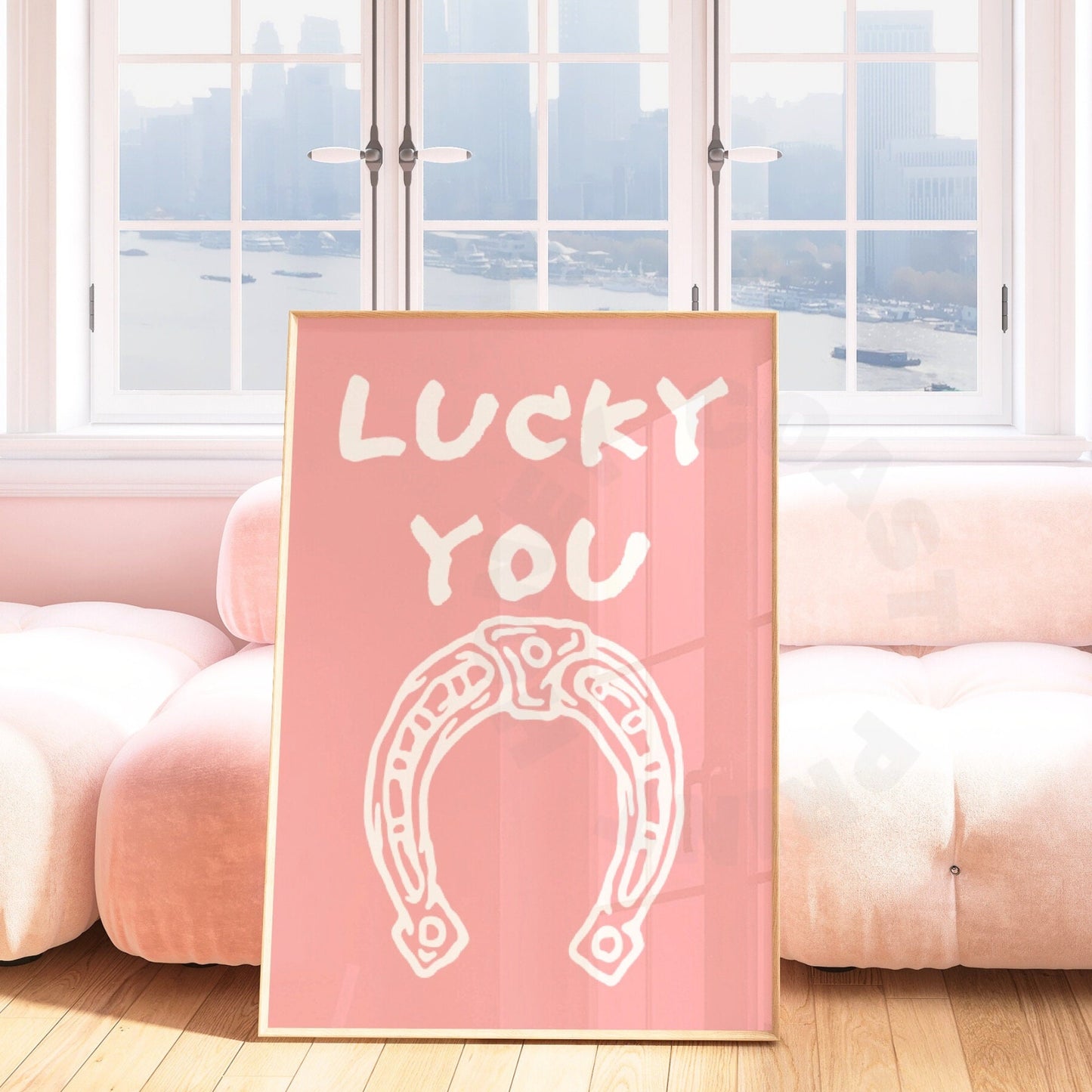 Pink Lucky You Horseshoe Digital Prints