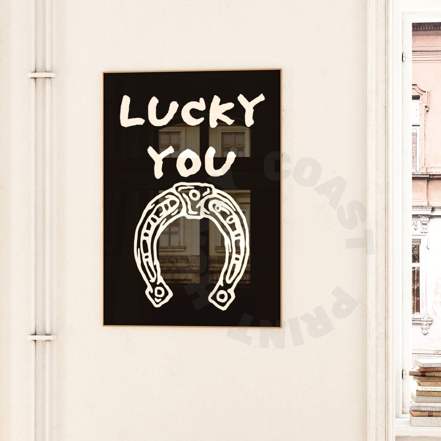 Monotone Lucky You Horseshoe Digital Prints