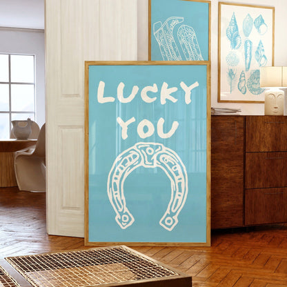 Surf Blue Lucky You Horseshoe Digital Prints