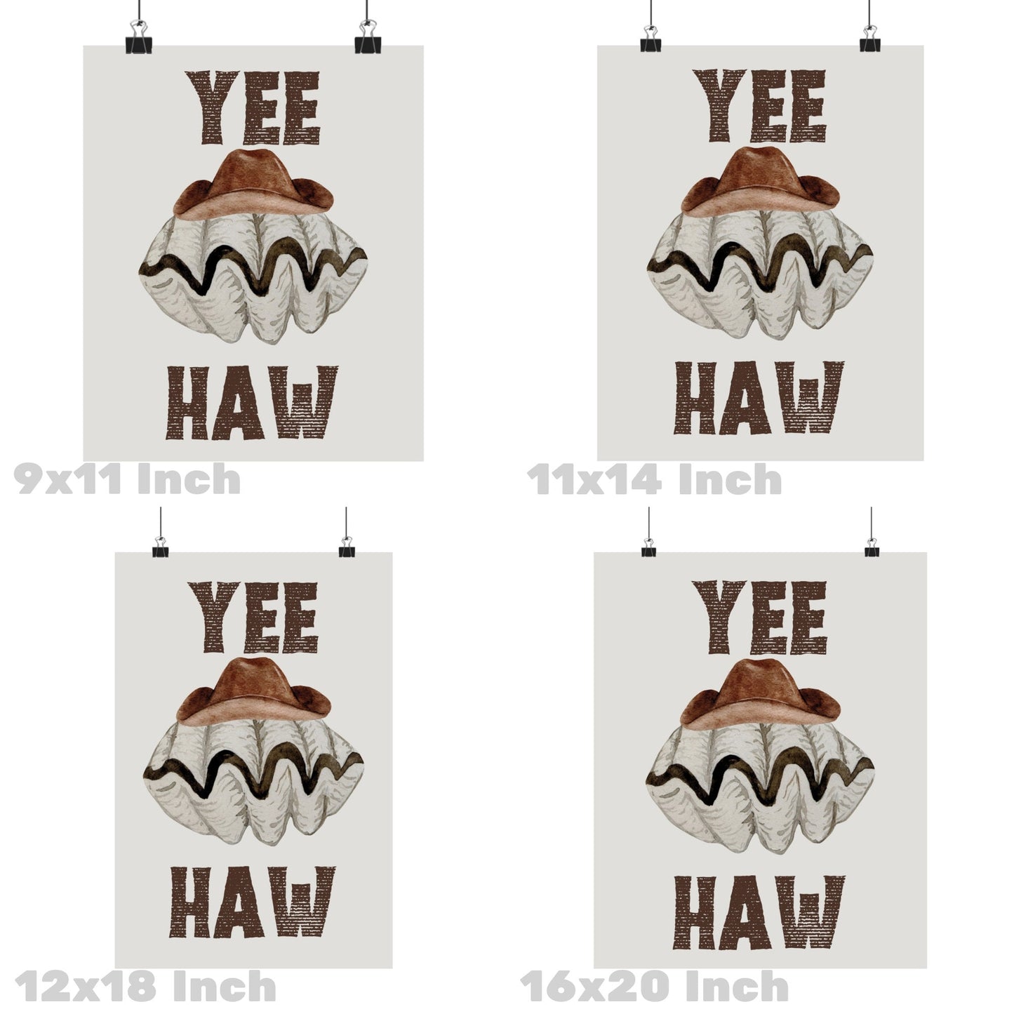 Yee Haw Seashell And Cowboy Hat Poster