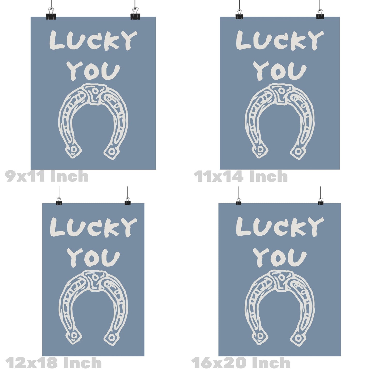 Coastal Blue Lucky You Horseshoe Poster
