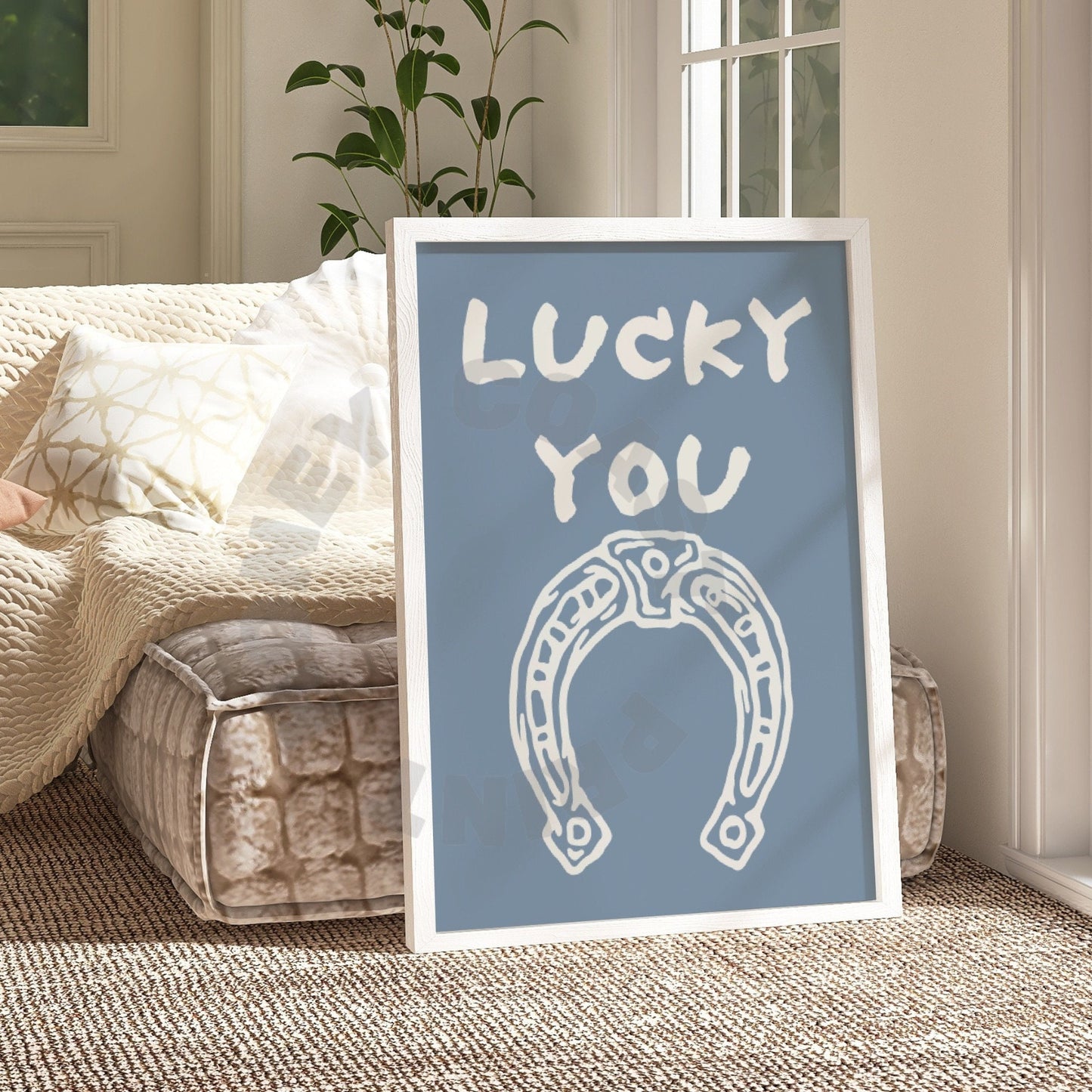 Coastal Blue Lucky You Horseshoe Poster