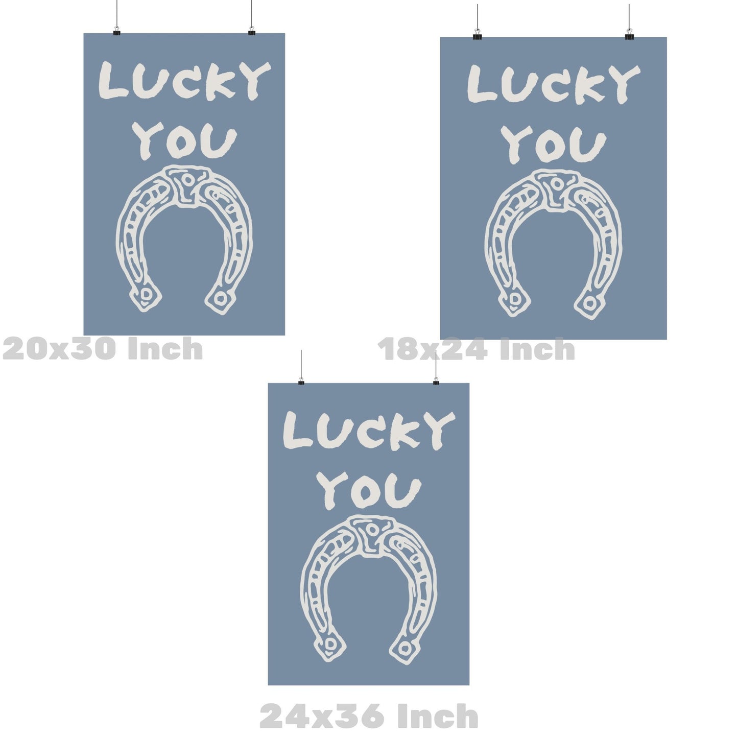 Coastal Blue Lucky You Horseshoe Poster