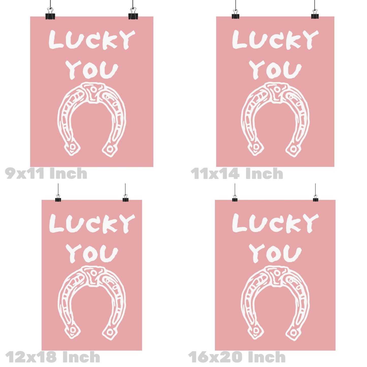 Pink Lucky You Horseshoe Poster