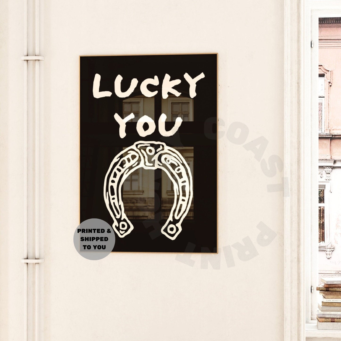 Monotone Lucky You Horseshoe Poster