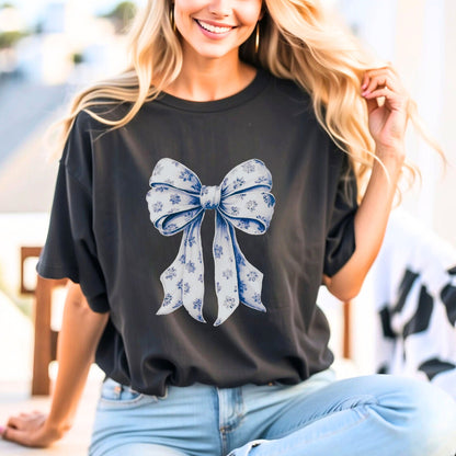 Blue Foloral Bow T-Shirt