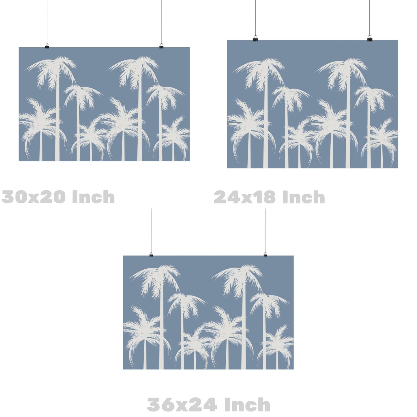Landscape Coastal Blue Palm Trees Poster