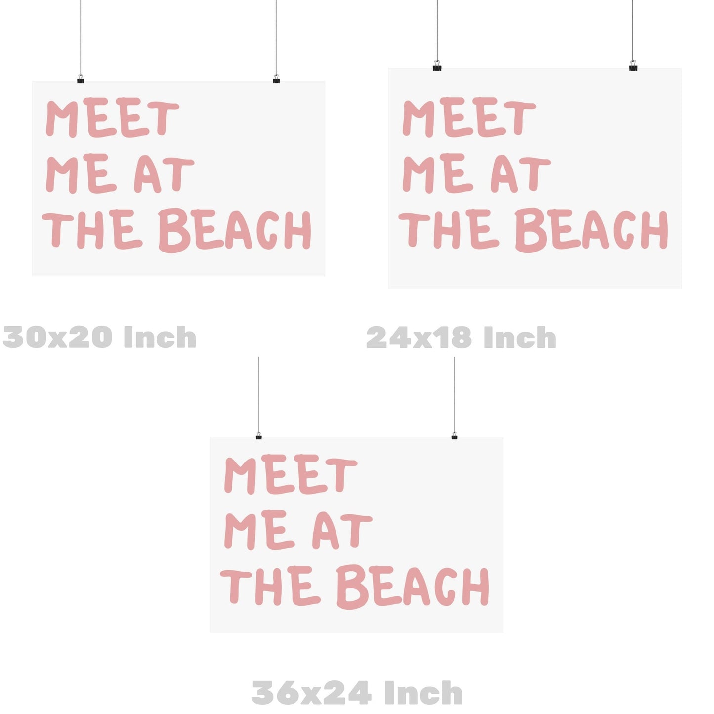 Pink Meet Me At The Beach Poster