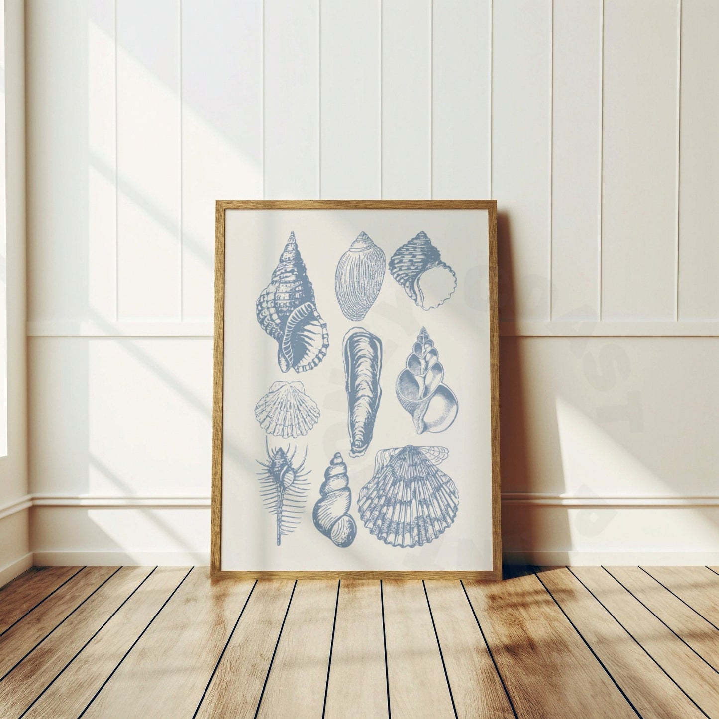 Coastal Blue Seashells Digital Prints